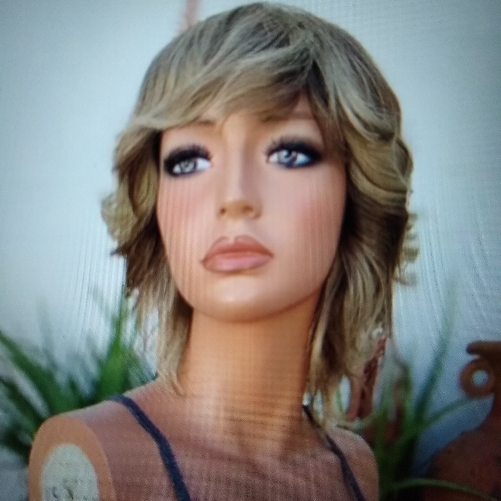 100% HUMAN HAIR WIG Balayage Hair wavy